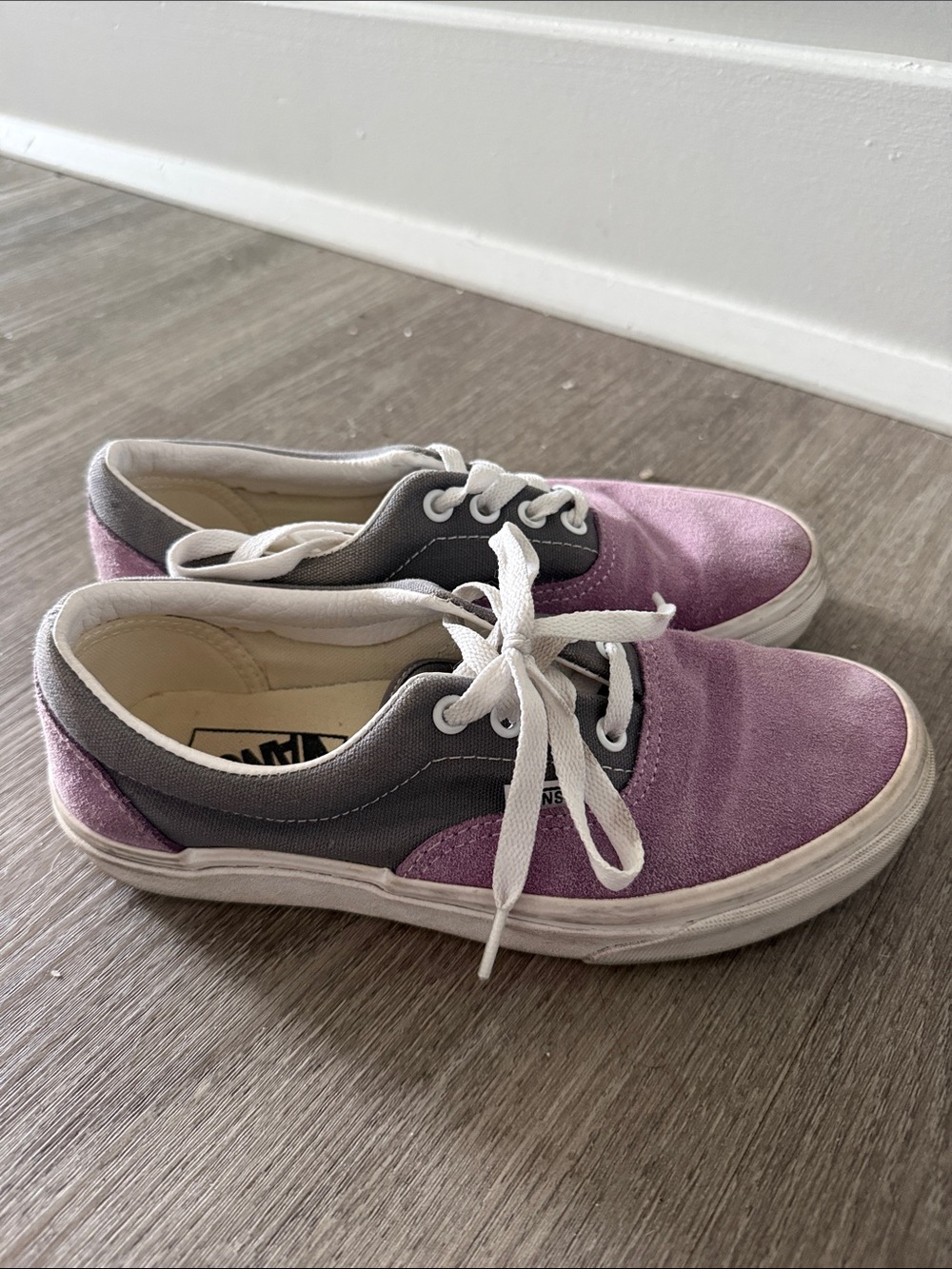 Vans Lavender and Gray Low-Top Canvas Sneakers